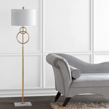 Haines 60" Modern Circle Marble/Metal LED Floor Lamp - JONATHAN Y